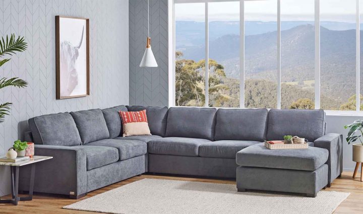 Bronson 6-Piece Fabric Modular Lounge Suite with Sofa Bed