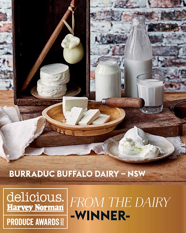 Продукция от Burraduc Buffalo Dairy — победителей трофея From the Dairy на церемонии вручения наград Produce Awards 2022.