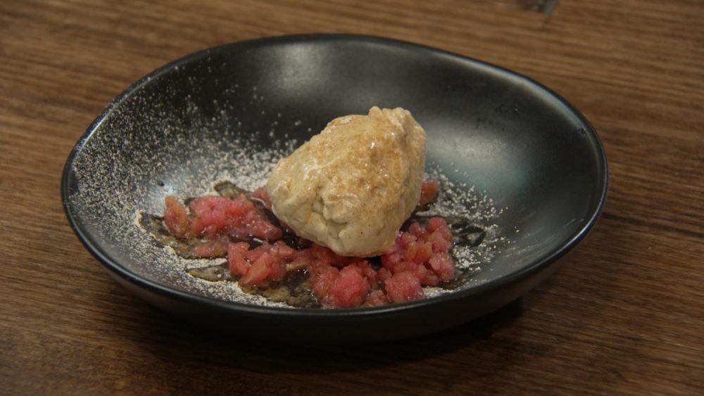 Plated Cinnamon Ice Cream Recipe.