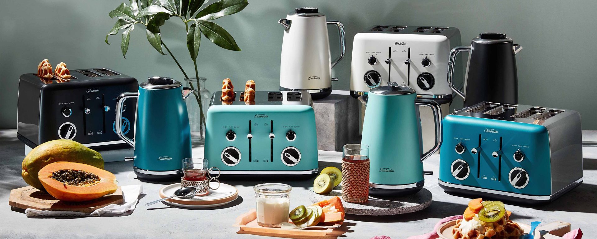 Stylish colour appliances available at Harvey Norman.