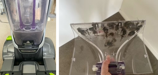 Dirt picked up by the BISSELL ProHeat 2X Revolution Pet Professional Carpet Washer.