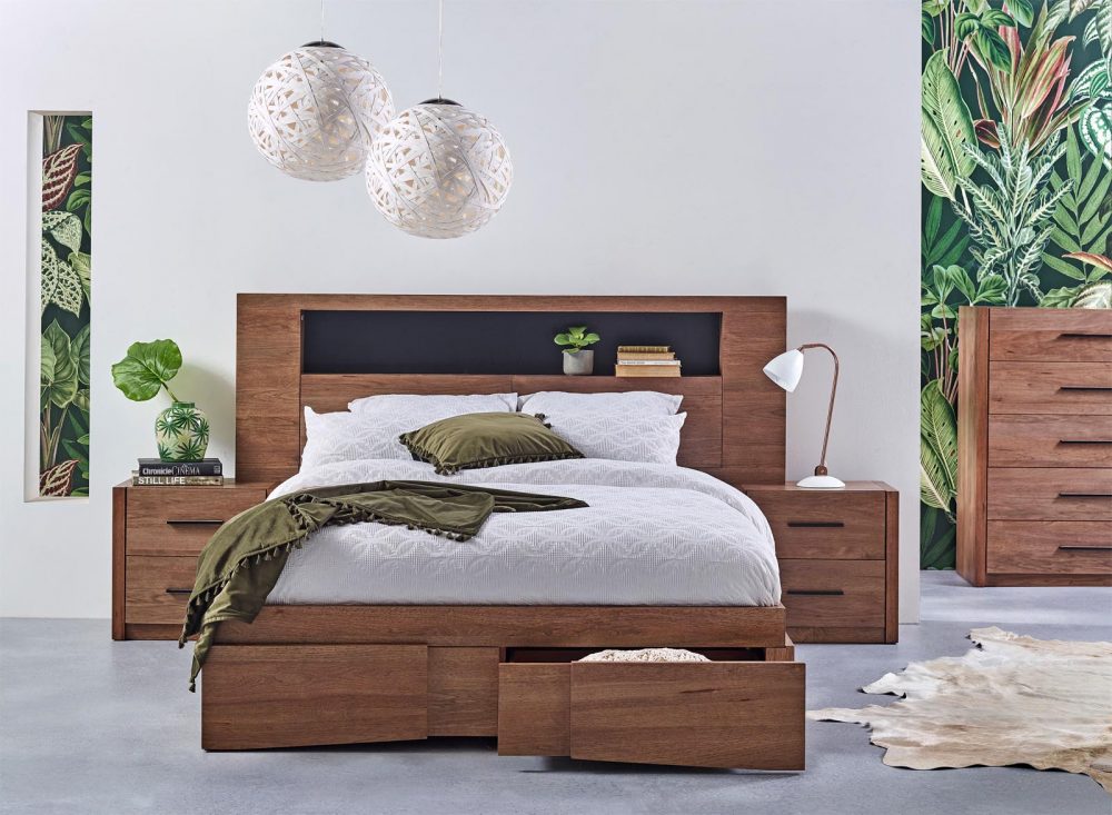 Bedroom storage solution: Dove Bed with Storage Bed Head