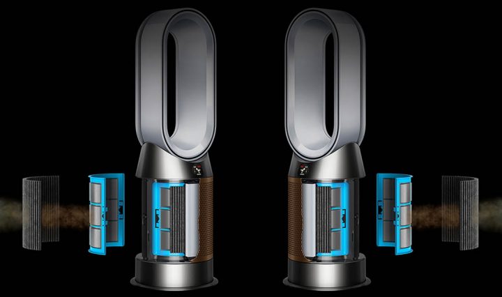 Graphic showing air filtering into the Dyson Formaldehyde.