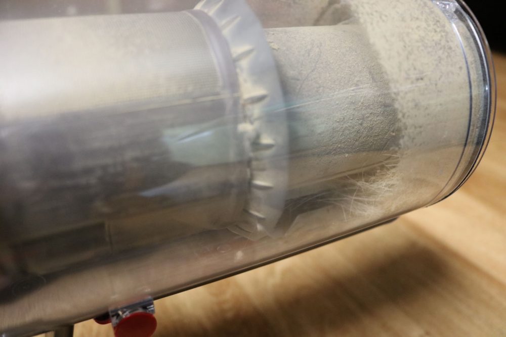 Pet dander vacuumed by the Dyson V11.