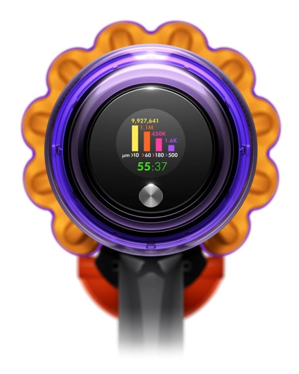LCD screen on the Dyson V15 Detect Total Clean.