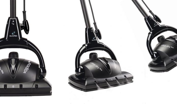 The Euroflex Vapour M2R Floor Steam Cleaner pictured three times.