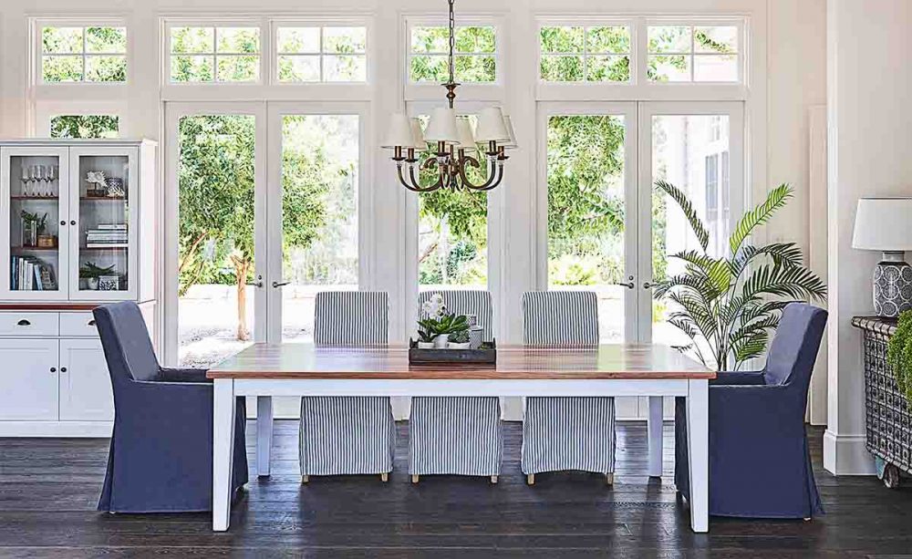 The Hamptons-style Australian made Brampton dining table.