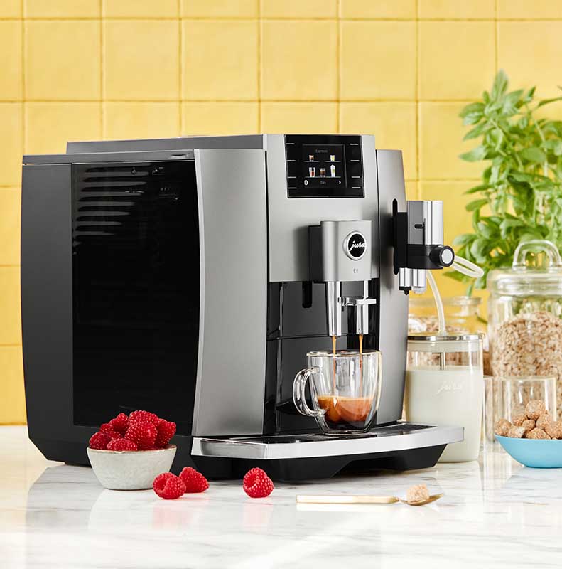 The Jura E8 Dark Inox Coffee Machine.