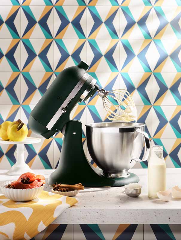 The KitchenAid KSM195 Stand Mixer in Pebbled Palm.