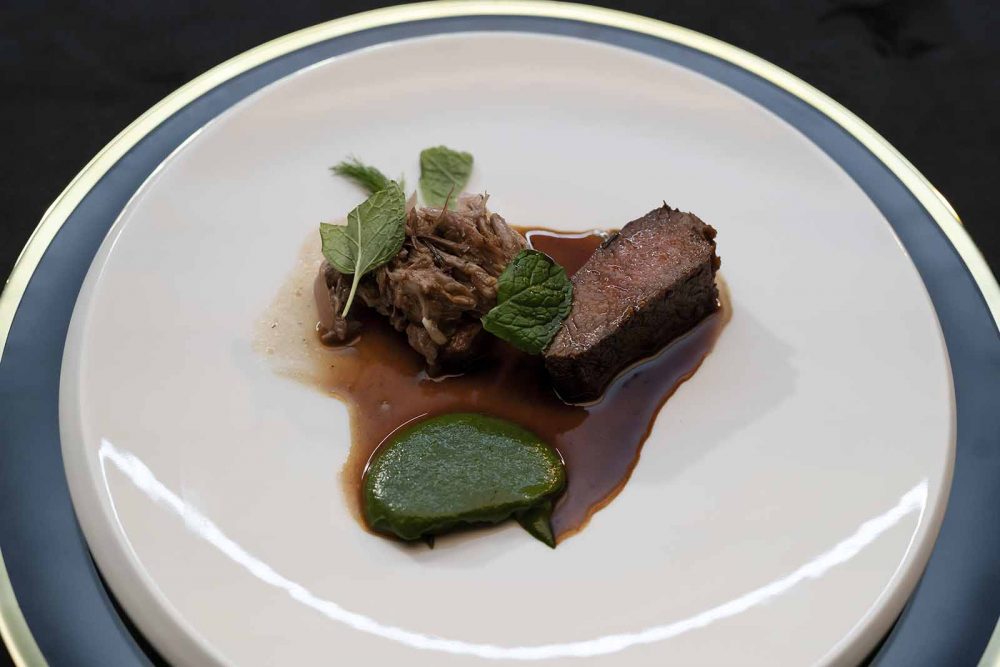 Plated Lamb, Saag and Spiced Jus recipe created on MasterChef Australia's semi-final.