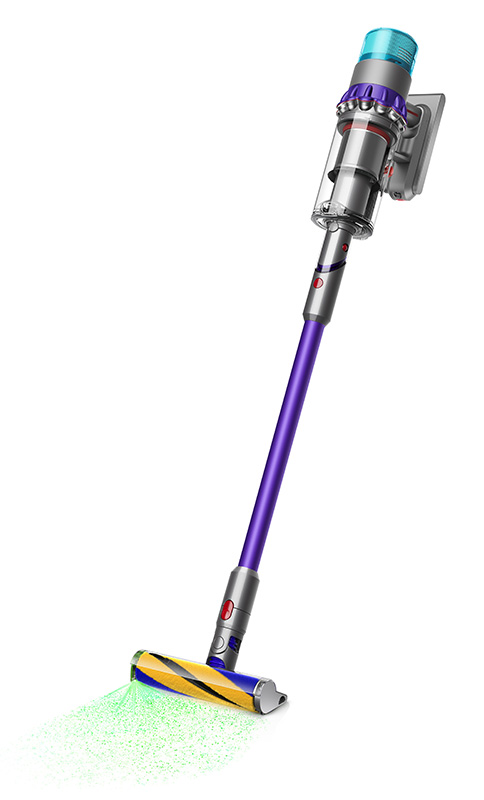 Dyson Gen5detect с включенным зеленым лазерным лучом.