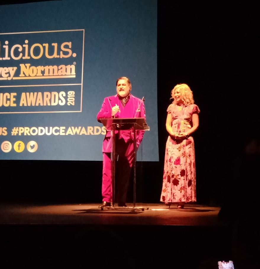 delicious. Magazine's Matt Preston and Kerrie McCallum hosting the 2019 Produce Awards.
