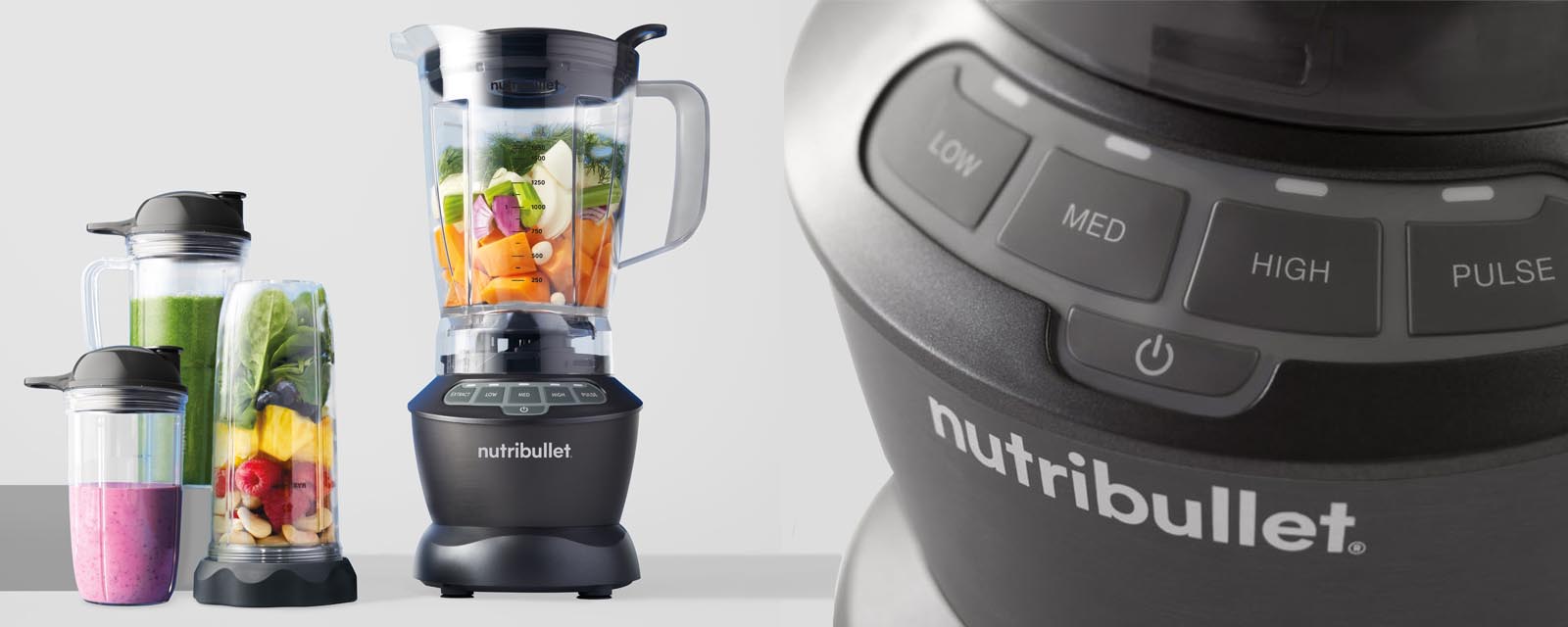 Nutribullet 1200 Watt Blender Combo with Single Serve Cups - Dark Grey