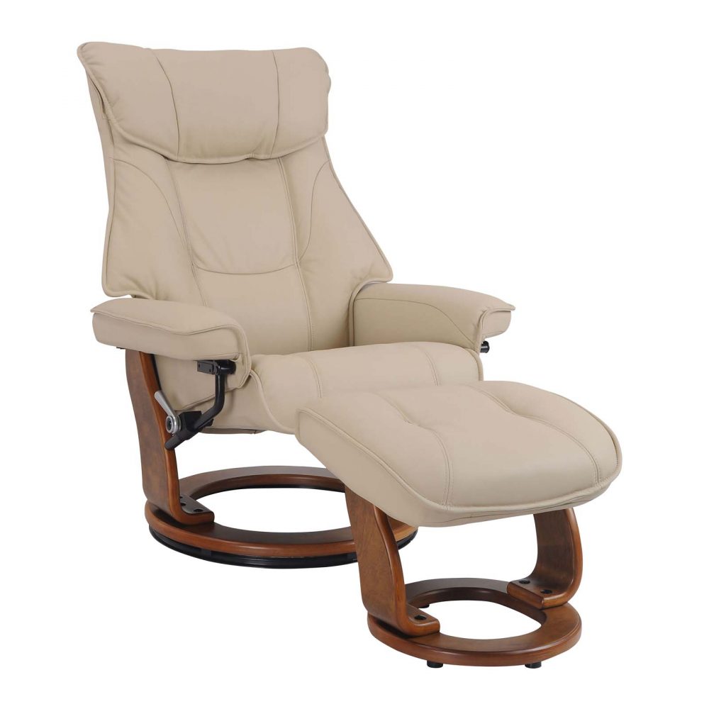 Orebro leather recliner cheap chair and footstool