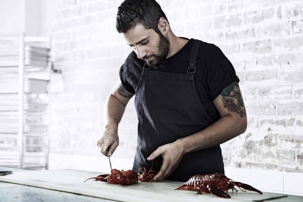 Paul Farag creating his Western Australian marron thermidor with bush tomato recipe.