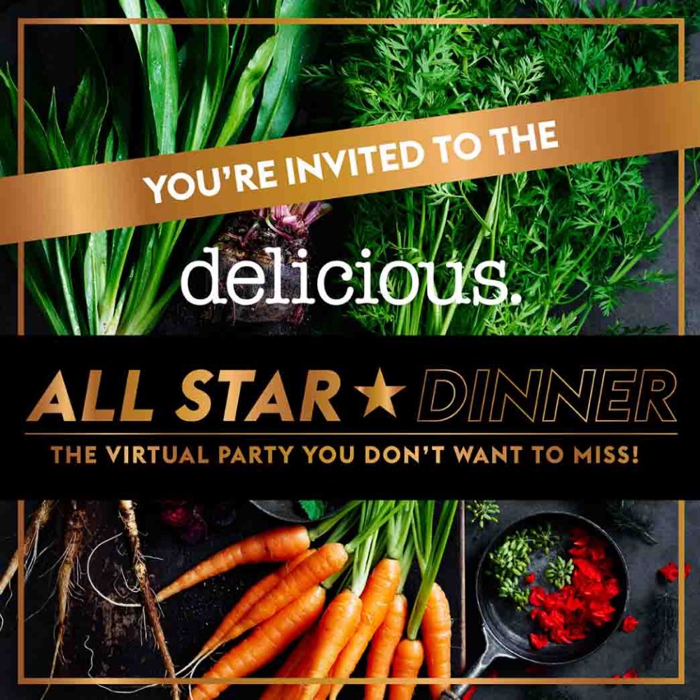 Invitation to the delicious. All Star Produce Awards dinner party virtual event.