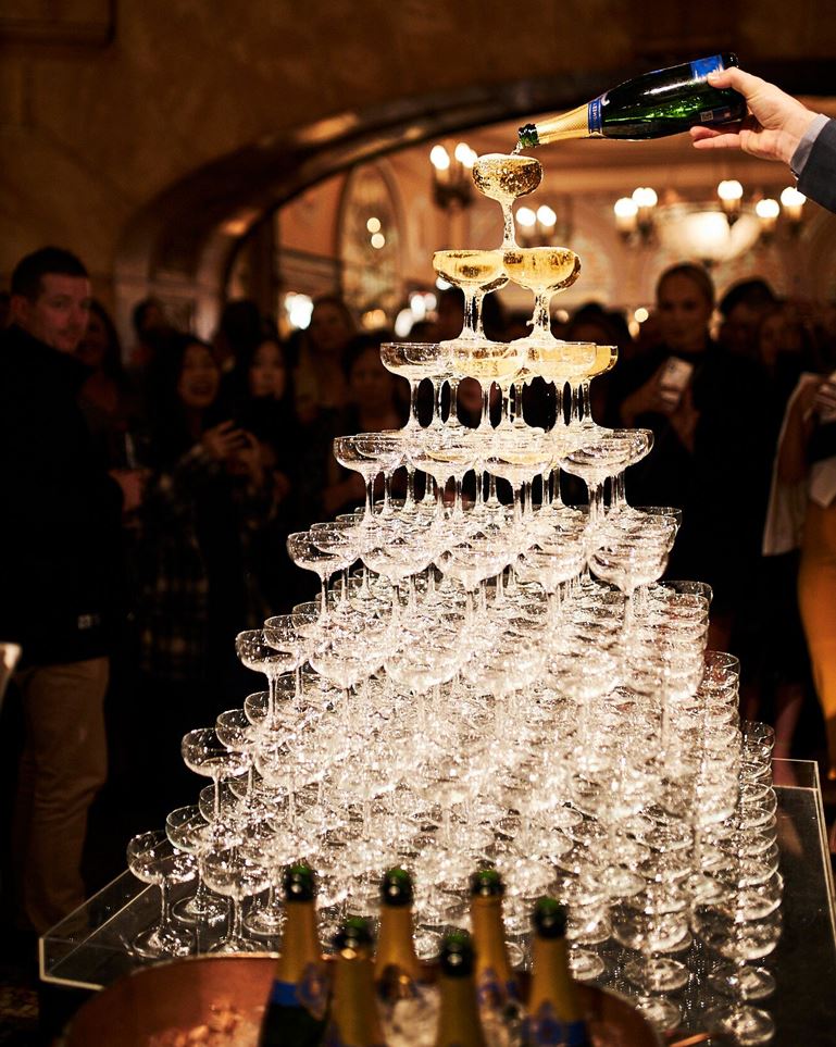 A splendid champagne tower at the 2019 Produce Awards.