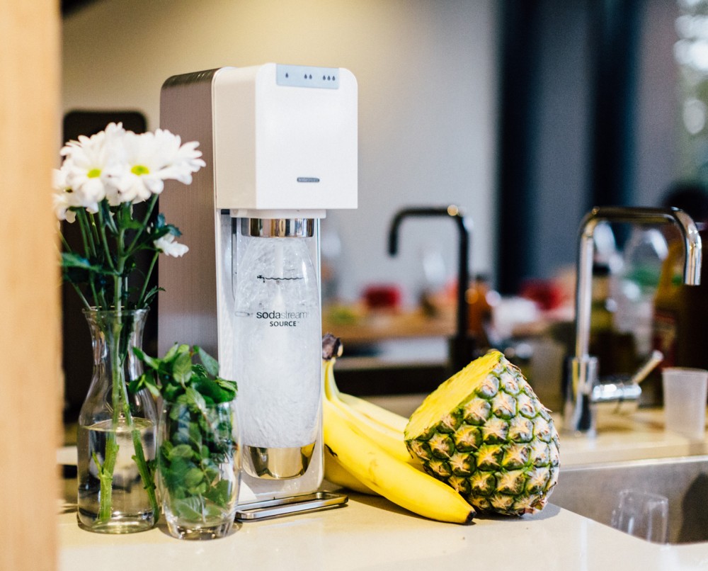 Making bubbles with the SodaStream Power Sparkling Water Maker