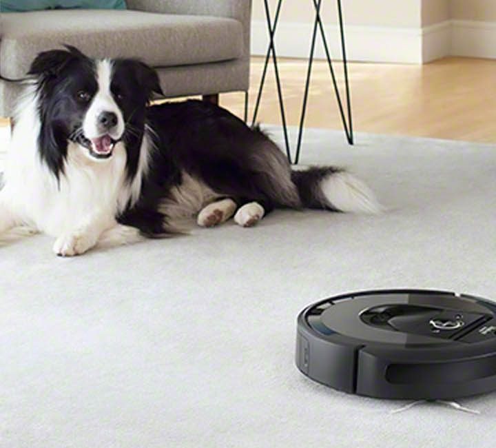 The iRobot Roomba i7+ robotic vacuum.