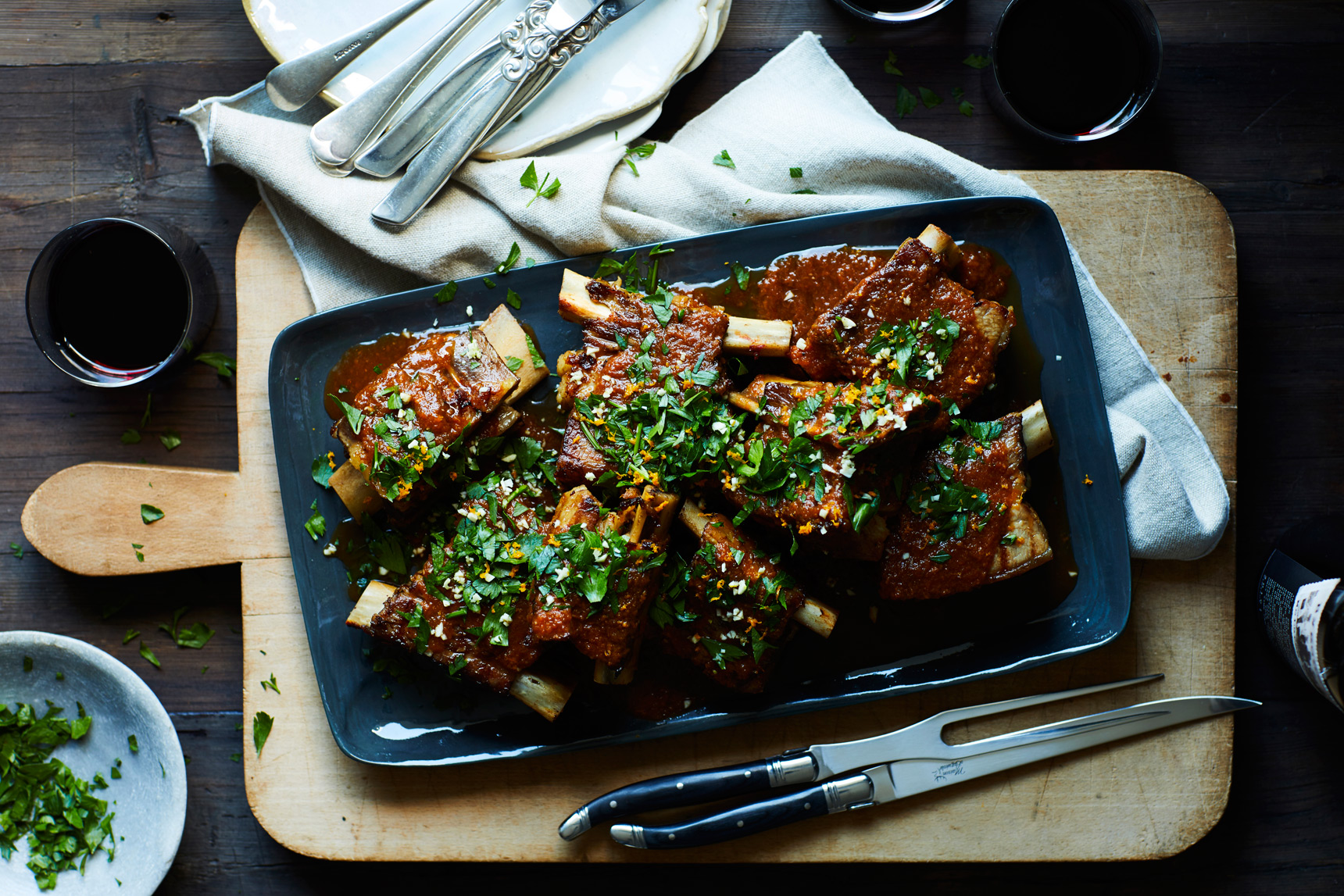 twice-cooked beef ribs with rich tomato sauce