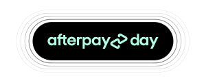 Afterpay Day sale logo in mint green on black background