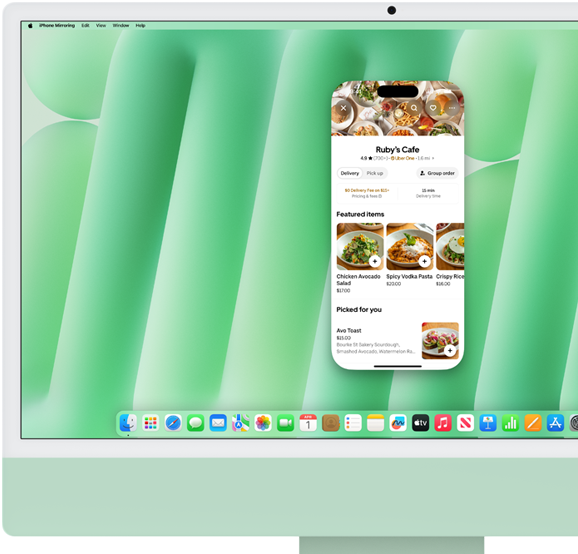 With iPhone Mirroring, move files, order takeaway and more — all on your Mac