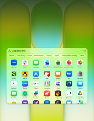 MacBook Neo screen with Applications window containing a wide variety of apps