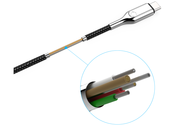 Armoured 50cm USBC to USBA Cable Black Harvey Norman