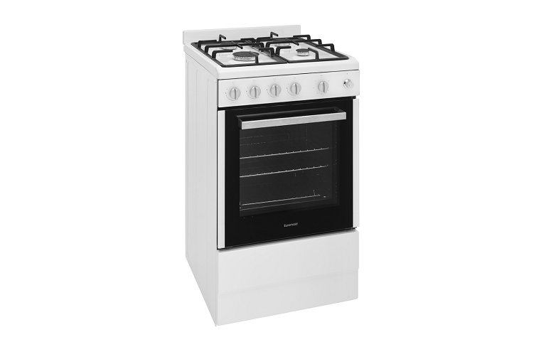 Euromaid 540mm Front Control Gas Freestanding Cooker White Harvey