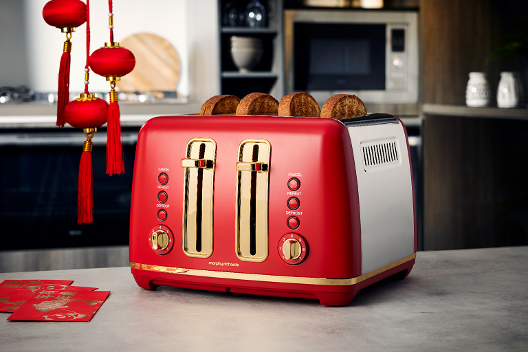 Morphy Richards Ascend Soft Gold 4 Slice Toaster Dragon Red Harvey