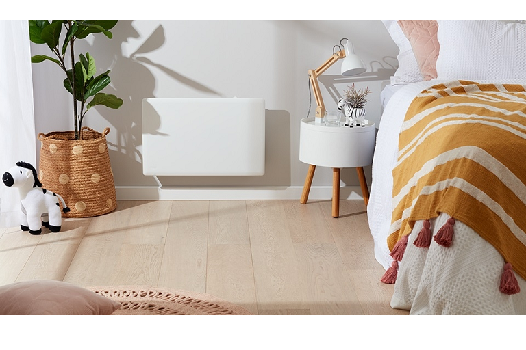 Nobo 1.5kW Compact Panel Heater with Time & Castors White Harvey Norman