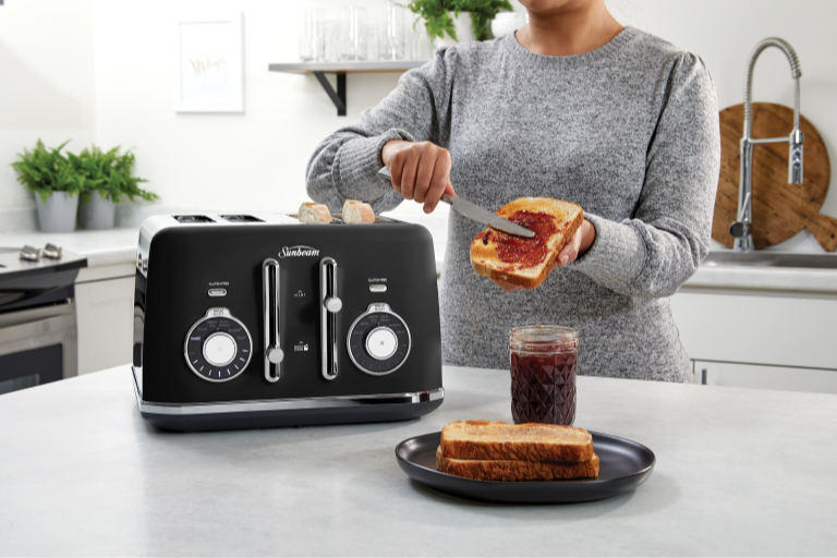 Sunbeam Alinea Select 4 Slice Bread Select Toaster Black Classic Harvey Norman