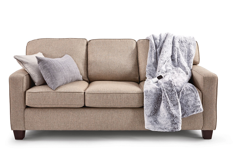Sunbeam Feel Perfect Faux Fur Heated Throw Grey Harvey Norman